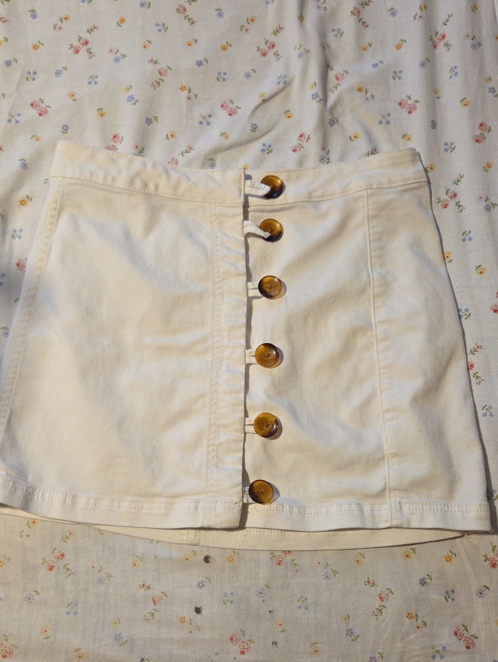 Free People Cream Button-Front Mini Skirt